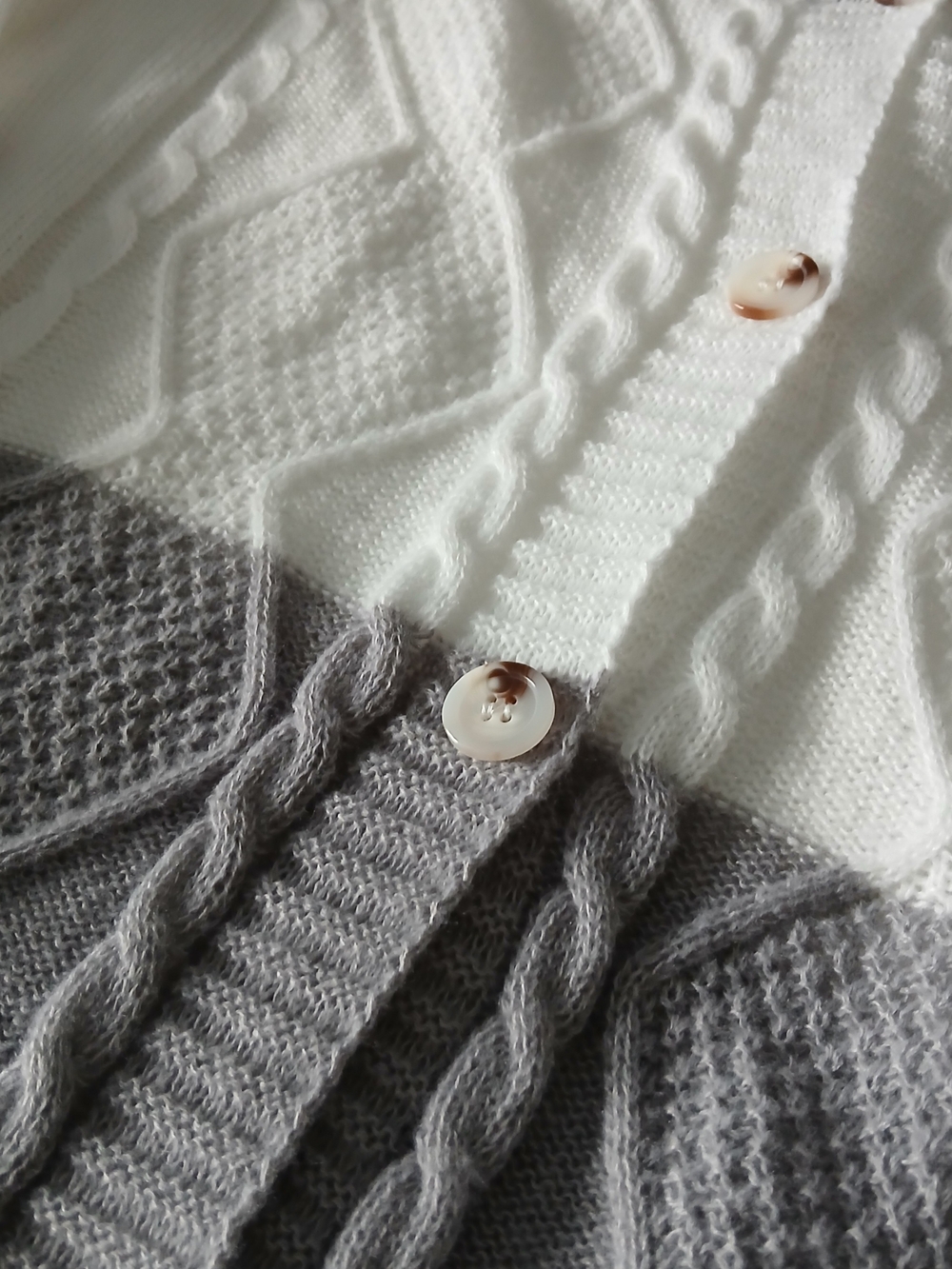 Colorblock Cable Knit Button-Front Women’s Cardigan, Size Large - NWOT - Picture 2 of 6
